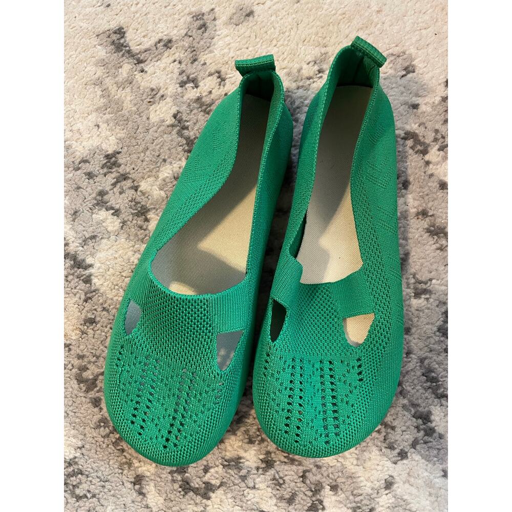 Green Knit Mary Jane Ballet Flats Size 38 / 7.5 NWOT - Picture 3 of 5